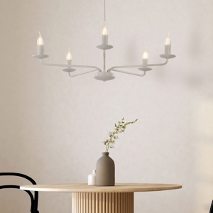 Lampadario per camera da letto contemporanea beige 5 bracci e14