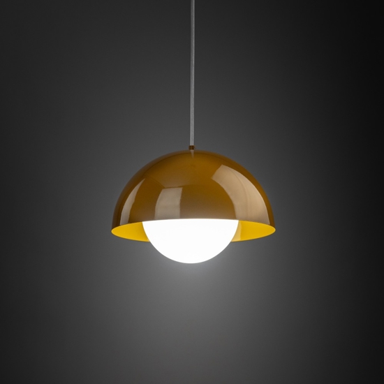 Lampadario per isola penisola cucina ocra a cupola 27 cm cavi regolabili