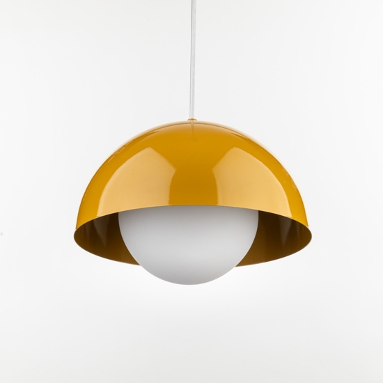 Lampadario per isola penisola cucina ocra a cupola 27 cm cavi regolabili