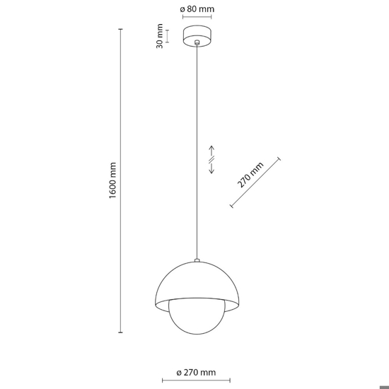 Lampadario per isola penisola cucina ocra a cupola 27 cm cavi regolabili