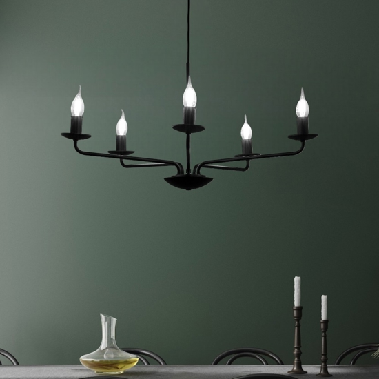 Lampadario per cucina contemporaneo nero 5 bracci e14