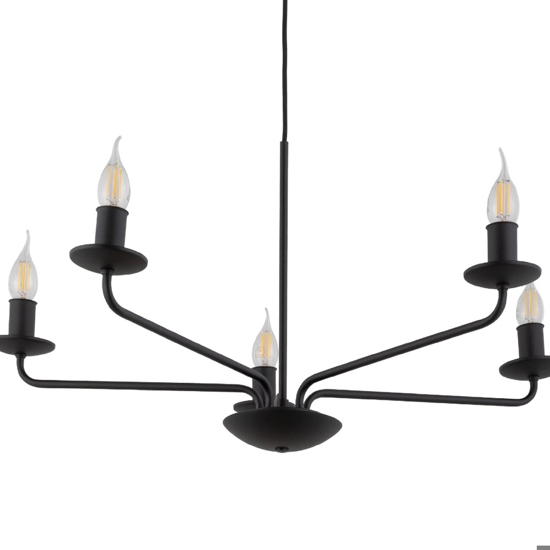 Lampadario per cucina contemporaneo nero 5 bracci e14