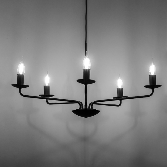 Lampadario per cucina contemporaneo nero 5 bracci e14