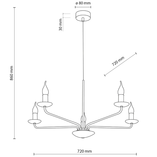 Lampadario per cucina contemporaneo nero 5 bracci e14