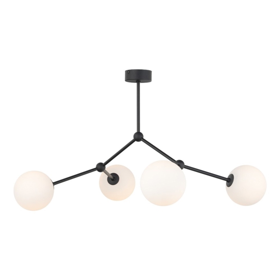 Lampadario per camera da letto nero 4 bocce bianche