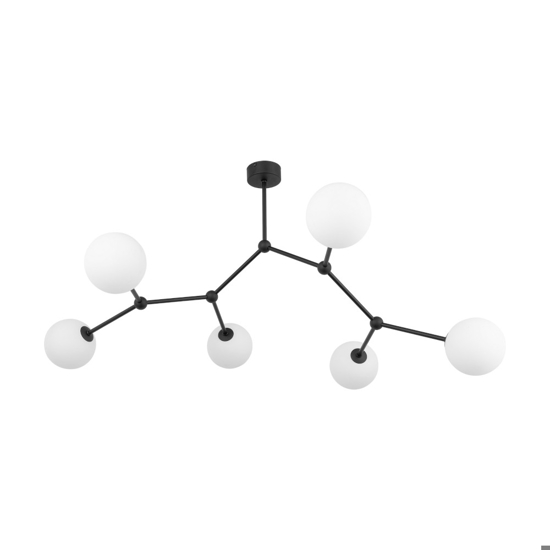 Plafoniera moderna per salotto nero 6 bocce bianche