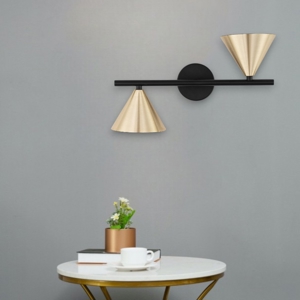 Applique con faretti colore nero e oro