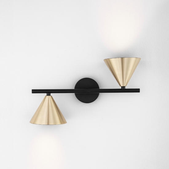 Applique con faretti colore nero e oro