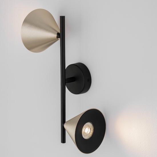 Applique con faretti colore nero e oro