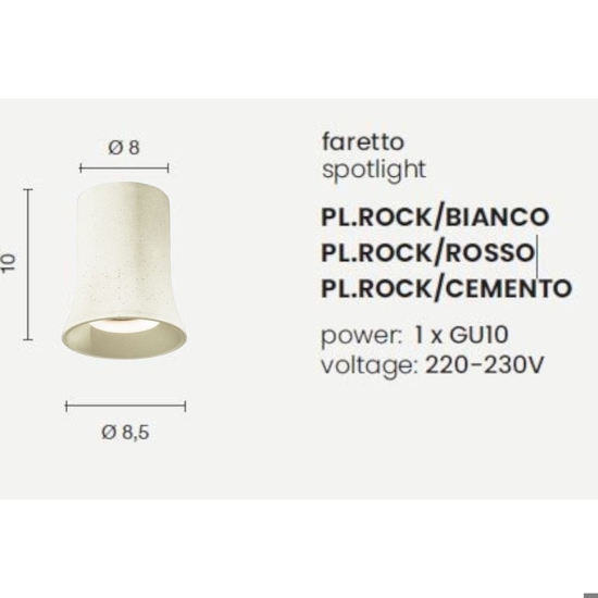 Pl rock ondaluce faretto da soffito in cemento bianco