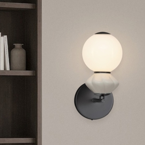 Applique camera da letto led 3000k sfera vetro opalino