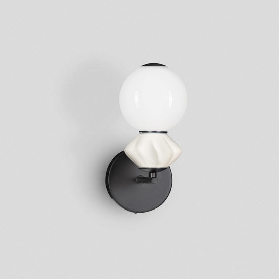Applique camera da letto led 3000k sfera vetro opalino