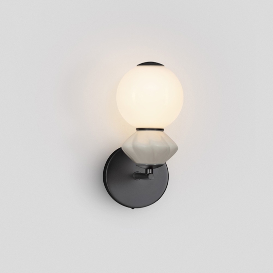 Applique camera da letto led 3000k sfera vetro opalino