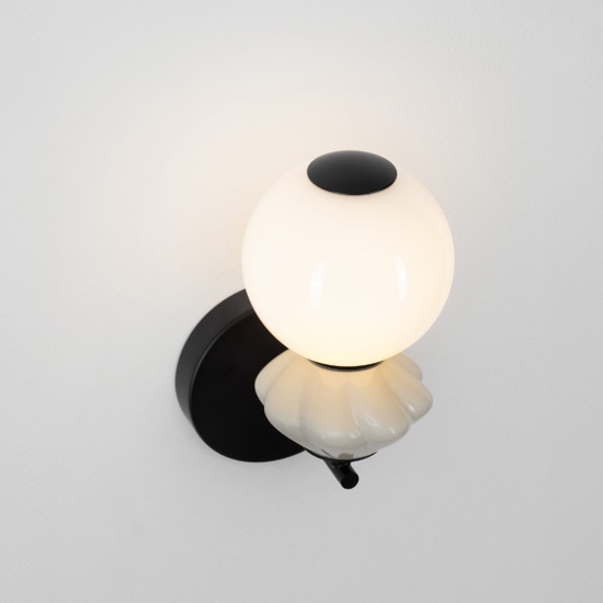 Applique camera da letto led 3000k sfera vetro opalino