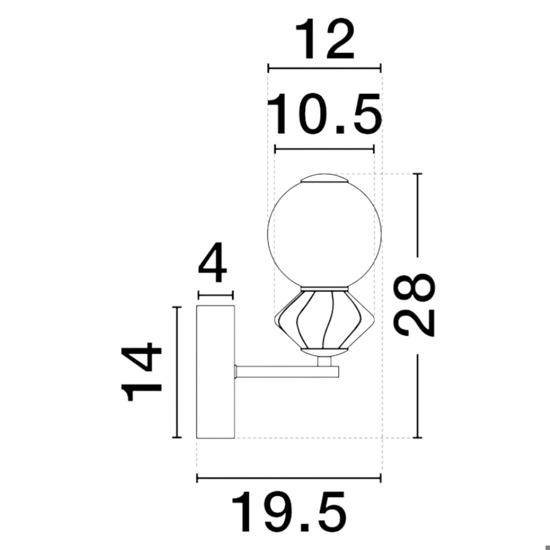 Applique camera da letto led 3000k sfera vetro opalino