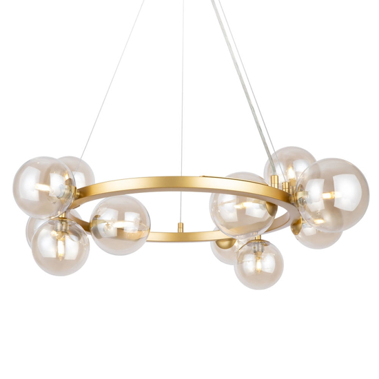 Maytoni dallas lampadario per soggiorno moderno dorato sfere vetro ambra