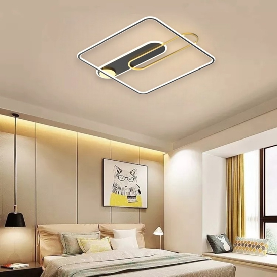 Plafoniera design led 45w 3000k moderna nero oro fp