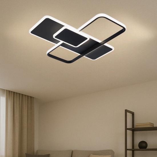 Plafoniera led nera design geometrico led 42w 3000k fp