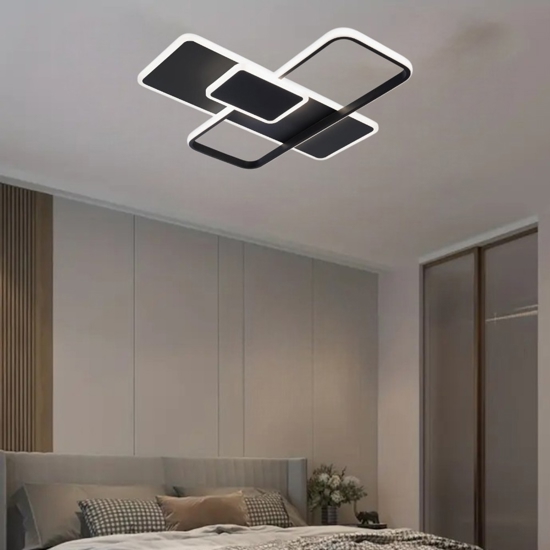 Plafoniera led nera design geometrico led 42w 3000k fp
