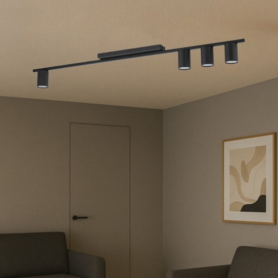 Plafoniera 100cm nera 4 luci per cucina moderna
