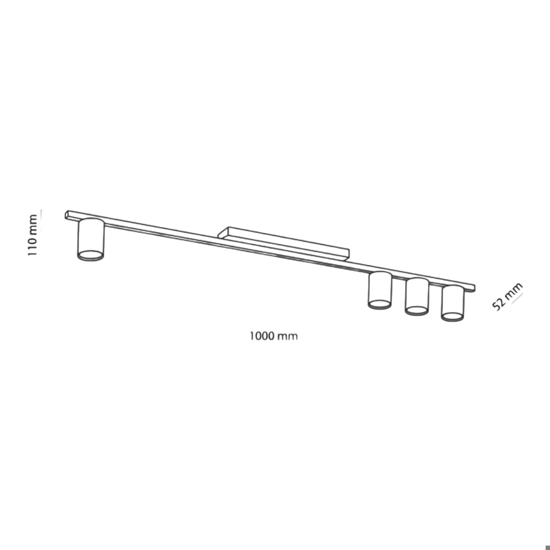 Plafoniera 100cm nera 4 luci per cucina moderna