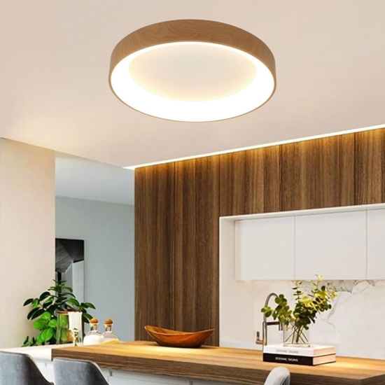Plafoniera smart 38cm anello led effetto legno 2700k-5000k con telecomando app