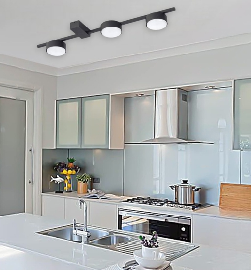 Plafoniera nera per cucina moderna design luminosa