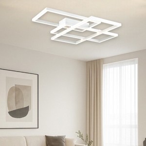 Maytoni plafoniera led rettangoli bianchi 80w 3000k design geometrico moderno per soggiorno