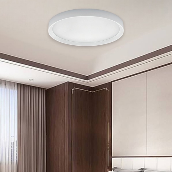 Plafoniera 50 cm led 46w 3000k tonda bianca linea light tara