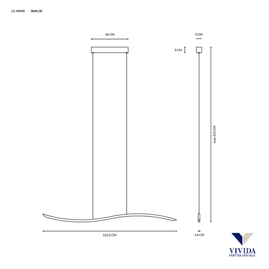 Lampadario moderno led 3000k 4000k bianco vivida lil wave