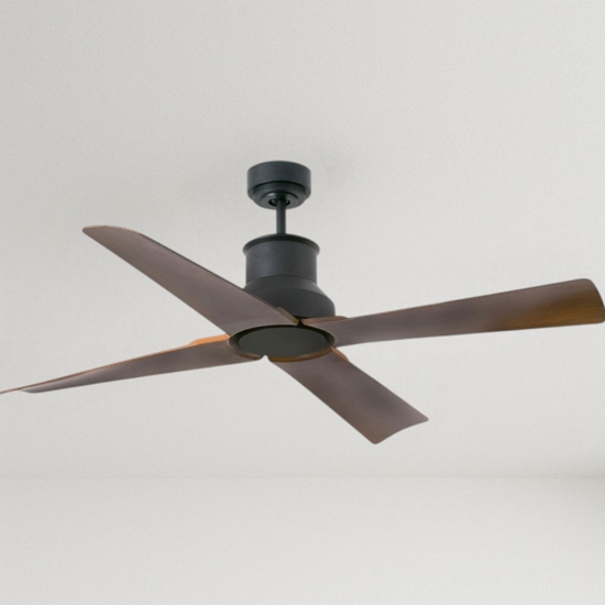Ventilatore da soffitto per esterno nero pale marrone fino a 18mq