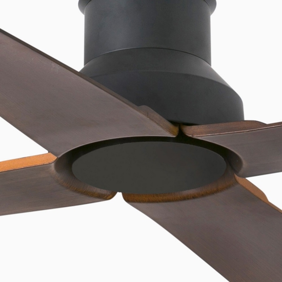 Ventilatore da soffitto per esterno nero pale marrone fino a 18mq