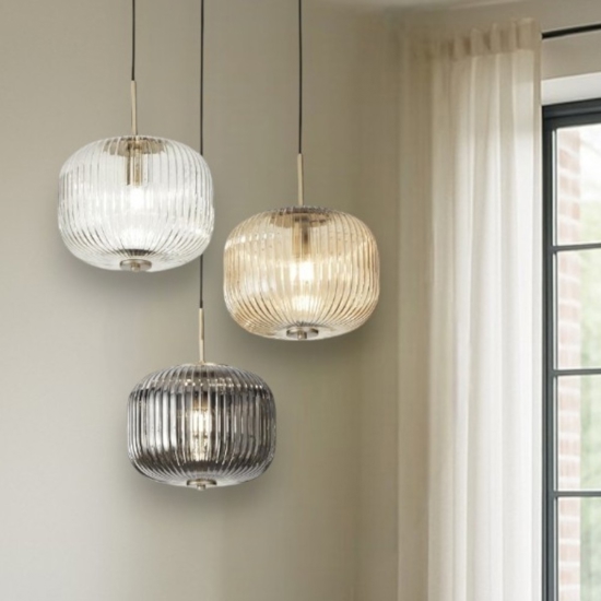 Lampadario moderno so odette ondaluce per soggiorno tre vetri colorati
