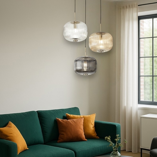 Lampadario moderno so odette ondaluce per soggiorno tre vetri colorati