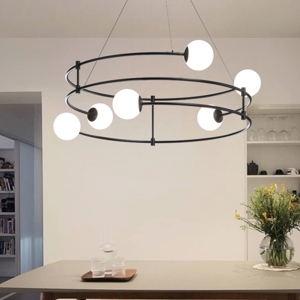 Lampadario design per soggiorno moderno nero circolare maytoni