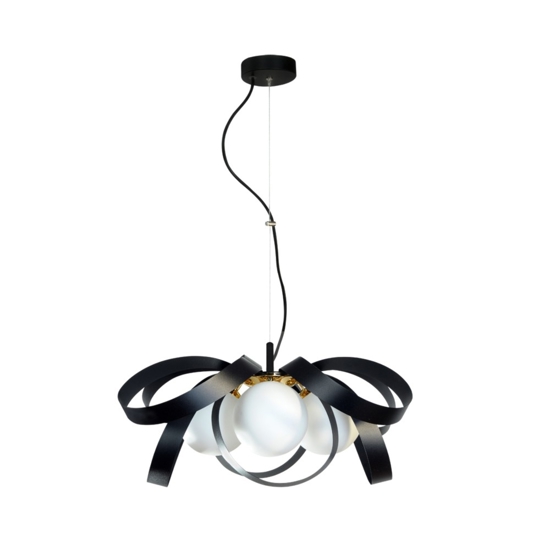 Lampadario design fiocco nero oro per soggiorno