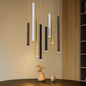 Lampadario per soggiorno moderno cilindri multicolor
