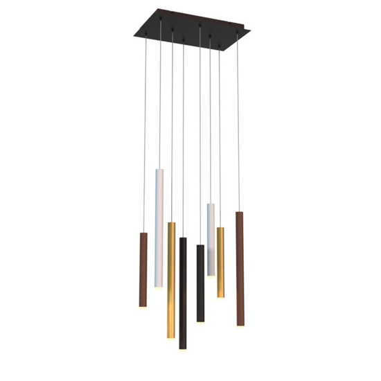 Lampadario per soggiorno moderno cilindri multicolor
