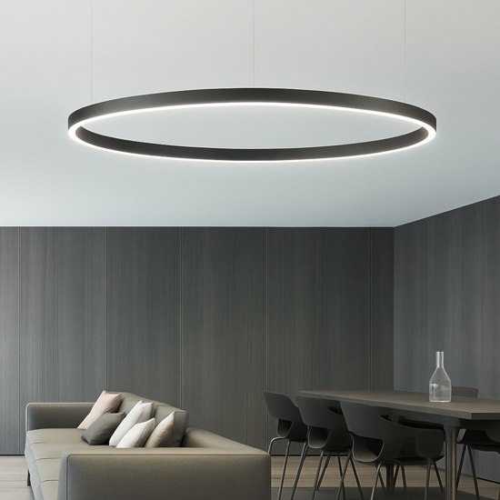 Lampadario anello xxl 150cm nero led 80w dimmerabile 3000k