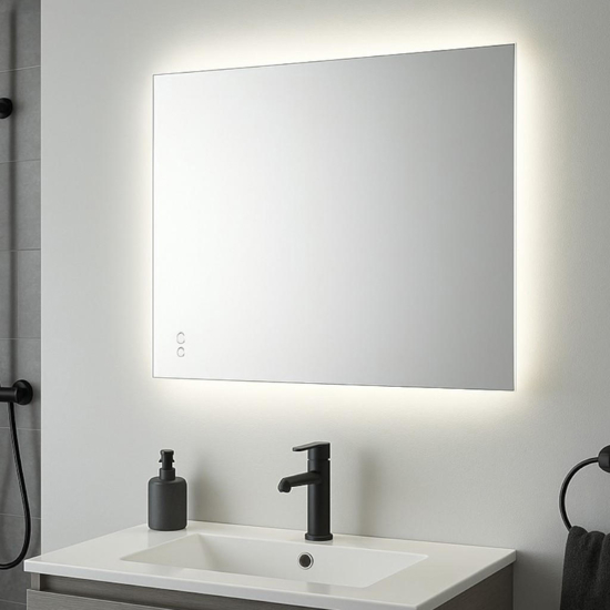 Specchiera da bagno rettangolare led touch 4000k antiappannamento
