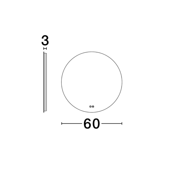 Specchio da bagno touch led 3000k ip44 anti appannamento 60cm