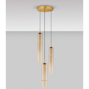 Lampadario per soggiorno moderno vetri ambra led 9w 3000k