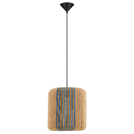 Lampadario per isola penisola cucina corda naturale dettagli blu