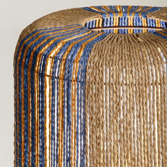 Lampada da terra corda naturale dettagli blu rustica