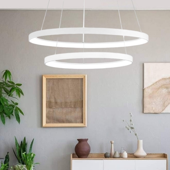 Lampadario krizia s2 gea luce bianco moderno 2 cerchi led