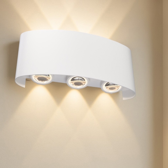 Applique per esterno design moderna bianco ip54 6w 3000k maytoni strato
