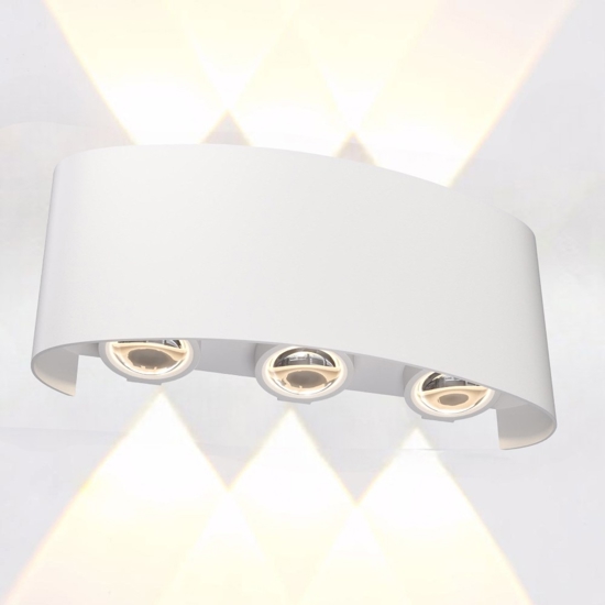 Applique per esterno design moderna bianco ip54 6w 3000k maytoni strato