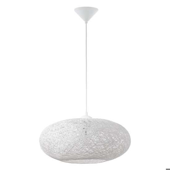 Lampadario cestino bianco fili intrecciati di carta
