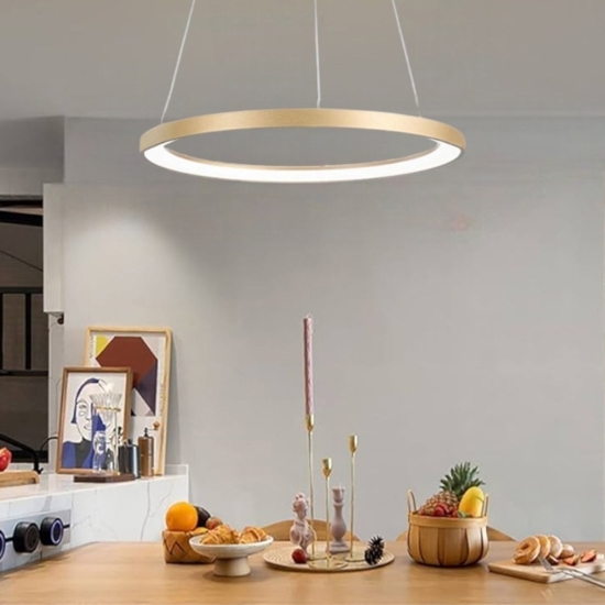 Lampadario krizia sm oro gea luce cerchio led 50w 3000k moderno