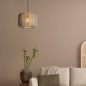 Lampadario per soggiorno corda naturale intrecciata